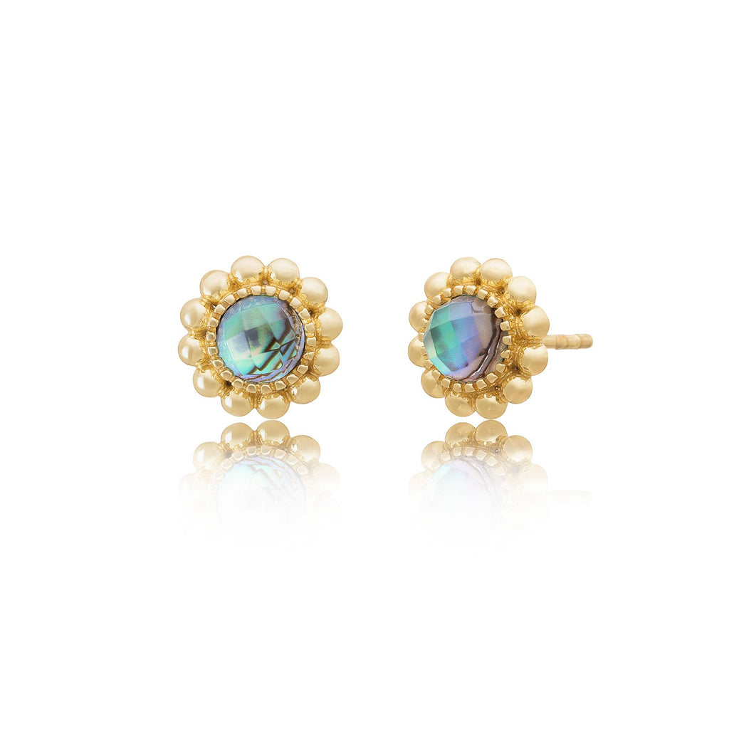 Petra Small Doublet Gemstone Stud Earrings: Abalone