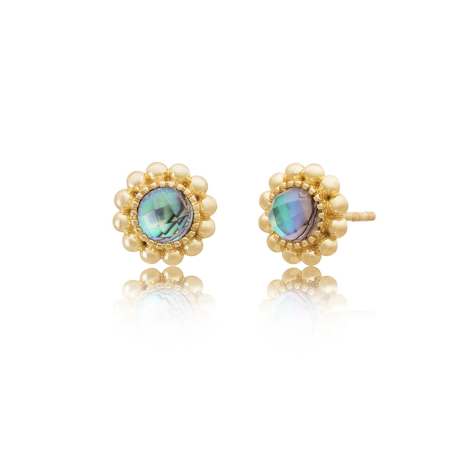 Petra Small Doublet Gemstone Stud Earrings: Abalone
