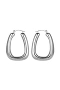 Silver Tone Diagonal Hoop Earrings