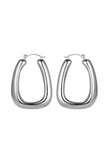 Silver Tone Diagonal Hoop Earrings
