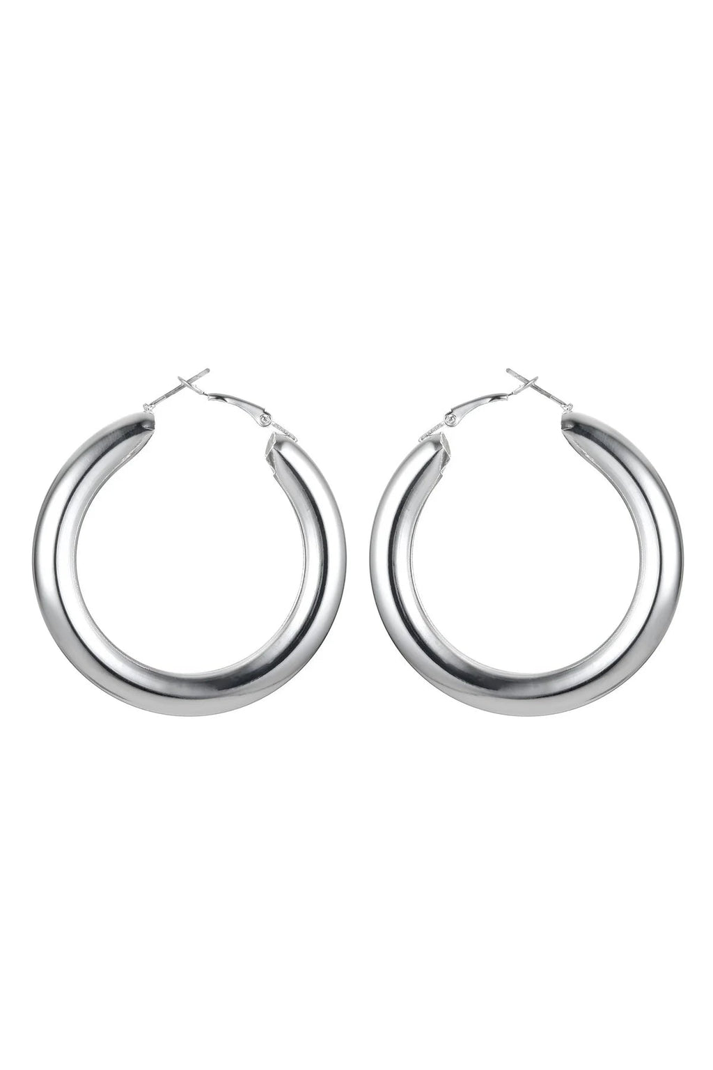 Silver Tone Chunky Hoop Earrings