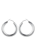 Silver Tone Chunky Hoop Earrings