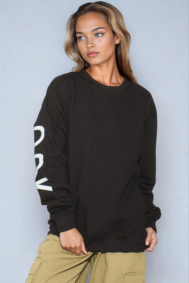 Black Aftershock Logo Oversized Crewneck Sweatshirt