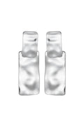 Silver Tone Hammered Rectangular Earrings