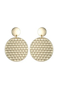 Gold Tone Mesh Textured Circle Earrings