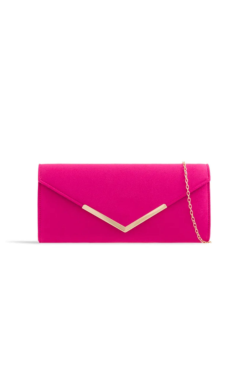 Pochette a busta in camoscio fucsia