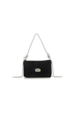 Black Velvet Small Evening Bag with Silver Knot Handle