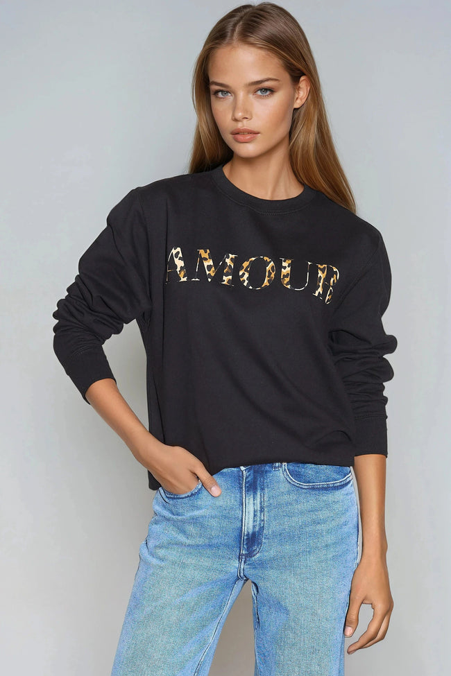 Sweat-shirt imprimé léopard Black Amour
