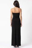 Black Strapless Bandeau Maxi Dress with Draping