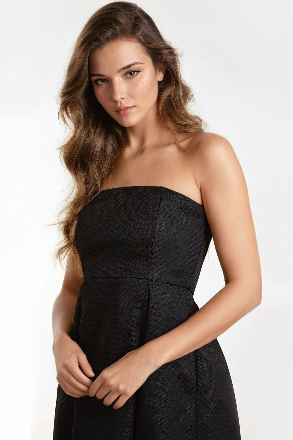 Abito midi a fascia nero con tasche