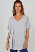 Light Grey Oversized V Neck T Shirt