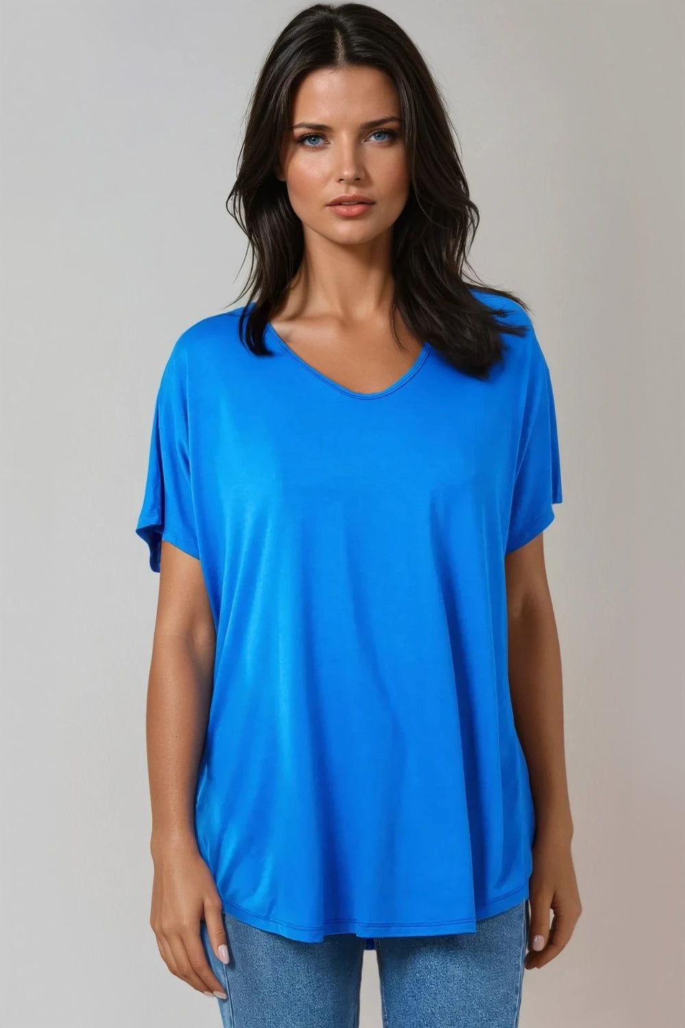 Royal Blue Oversized V Neck T Shirt
