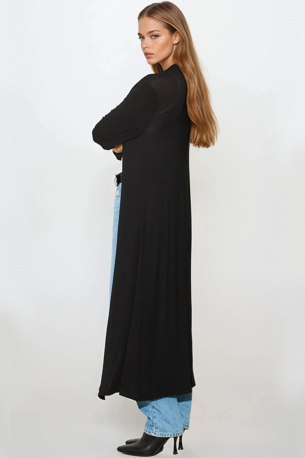 Black Jersey Longline Cardigan