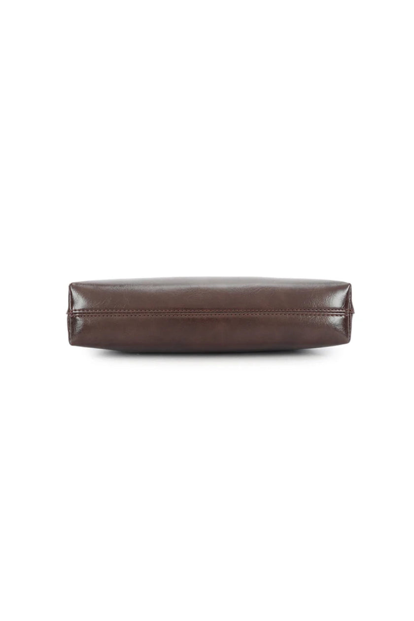 Brown Faux Leather Shoulder Bag