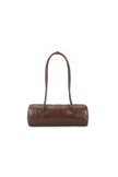 Brown Faux Leather Top Handle Shoulder Bag