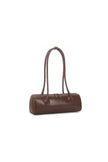 Brown Faux Leather Top Handle Shoulder Bag