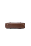 Brown Faux Leather Top Handle Shoulder Bag