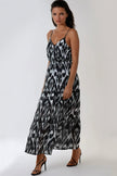 Schwarzes Maxikleid mit Wickeloptik und Spaghettiträgern