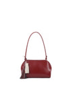 Cherry Red Faux Leather Shoulder Bag with Tassel Charms