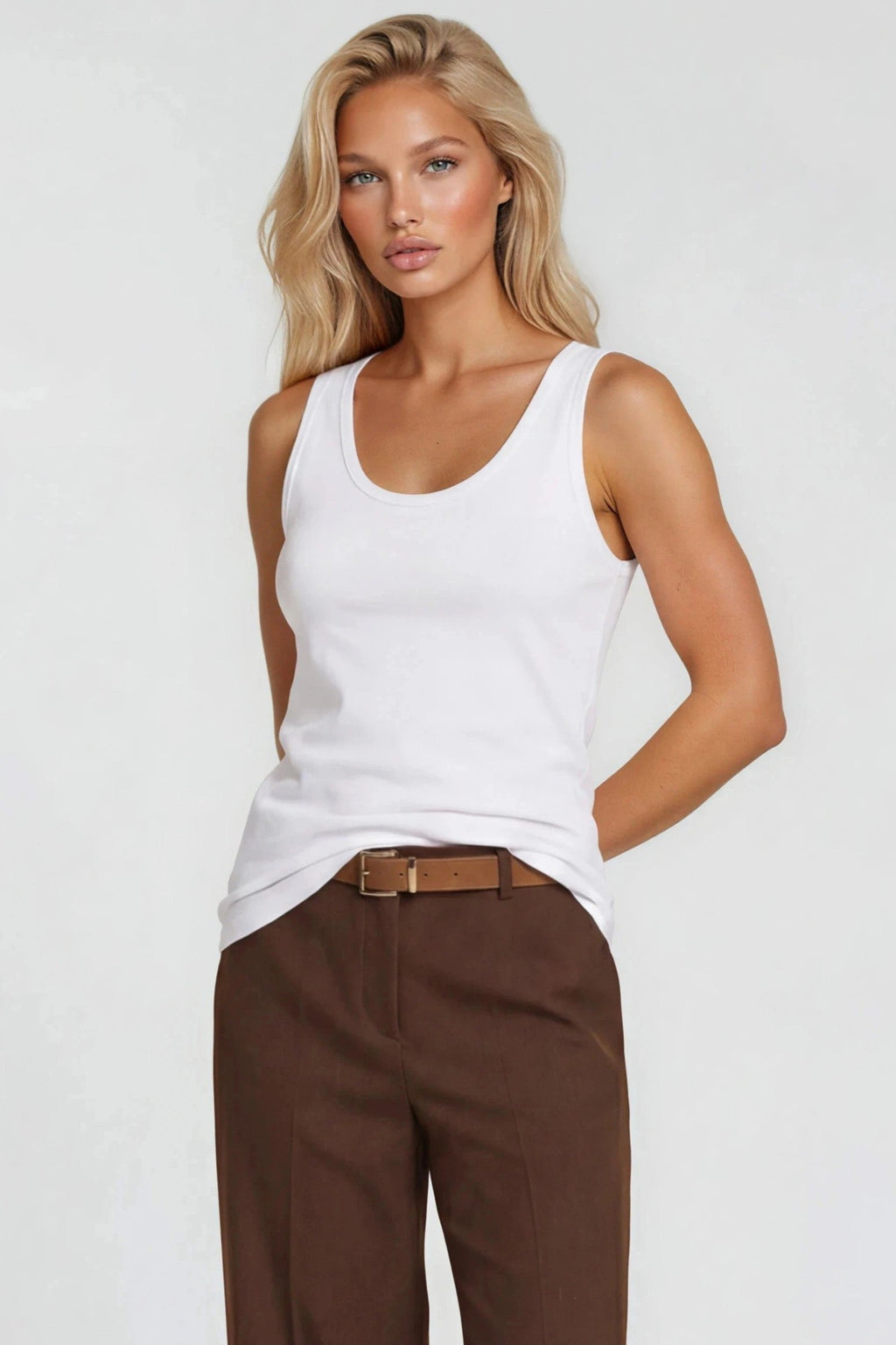 White Cotton Vest Top