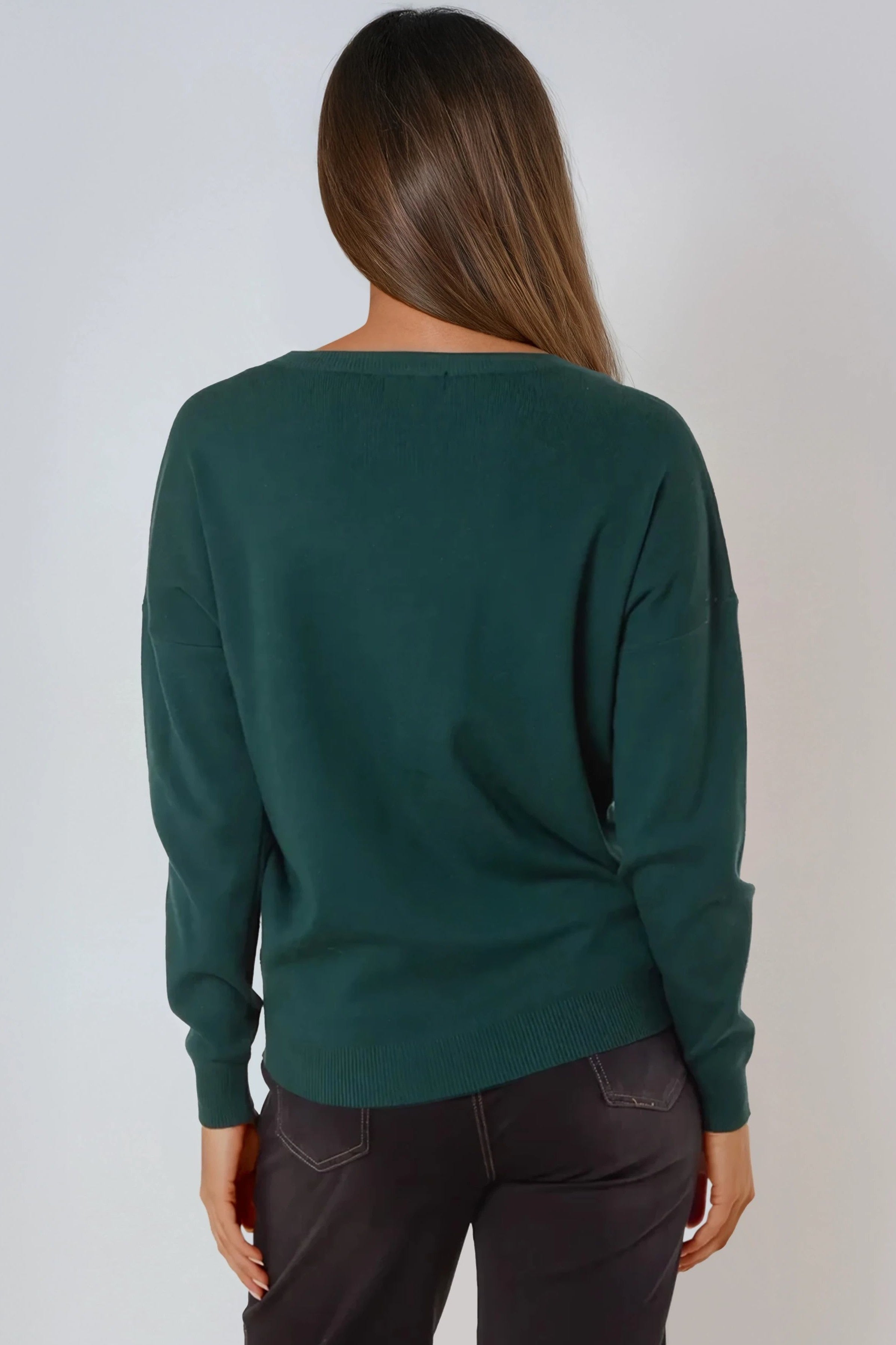 Green Crew Neck Fine Knit Jumper