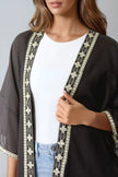 Black Embellished Edge Kimono