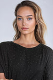 Black Embellished Round Neck T-Shirt