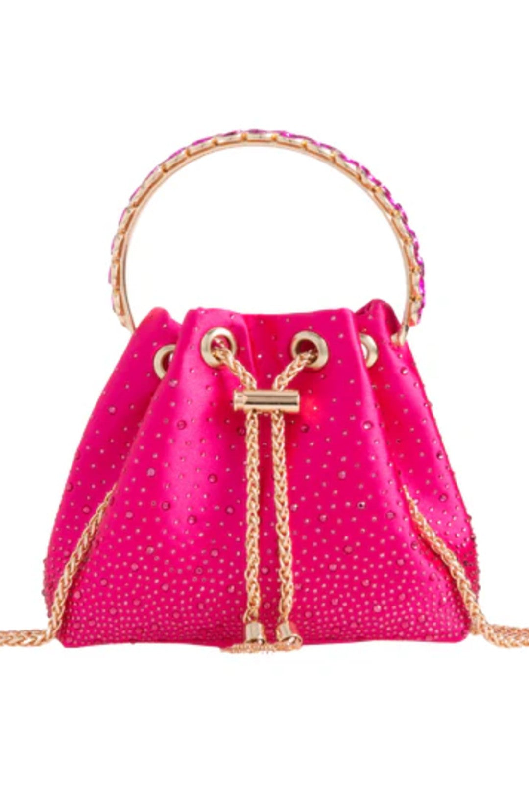 Sac de soirée fuchsia à poignée ornée
