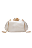 Ivory Evening Clutch Bag with Gold Clasp