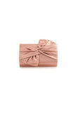 Pochette da sera color champagne con dettaglio a fiocco