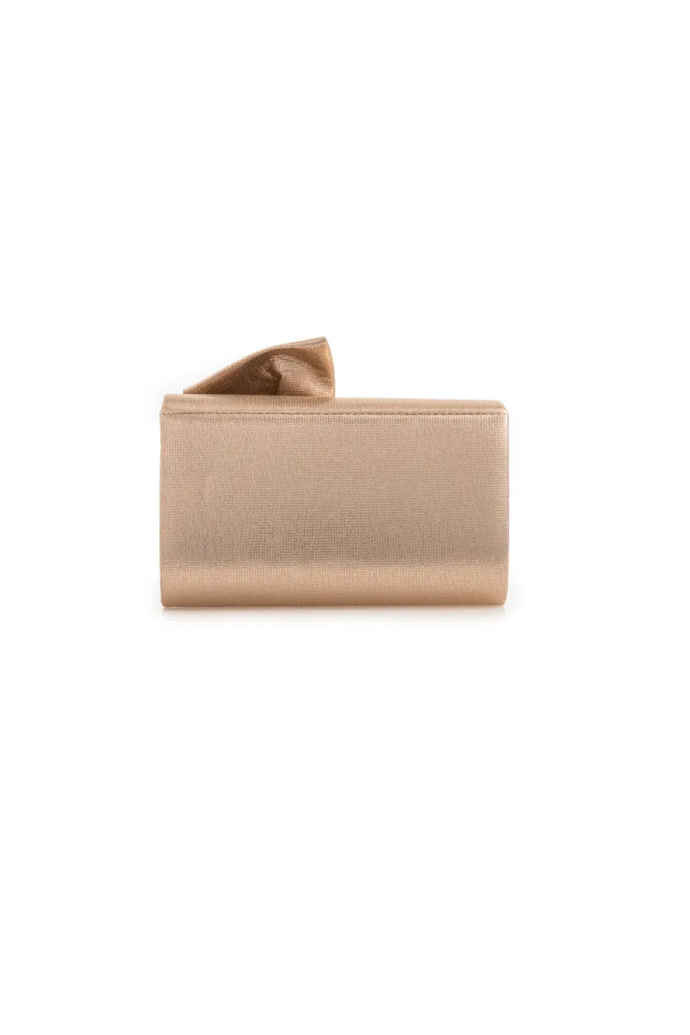 Pochette da sera color champagne con dettaglio a fiocco