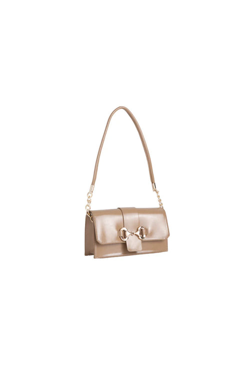 Beige Faux Leather Clutch Bag