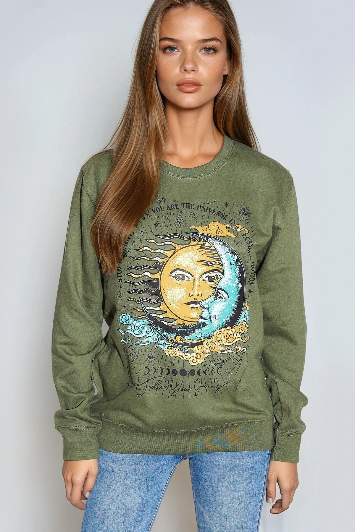 Sweat-shirt vert Follow Your Journey