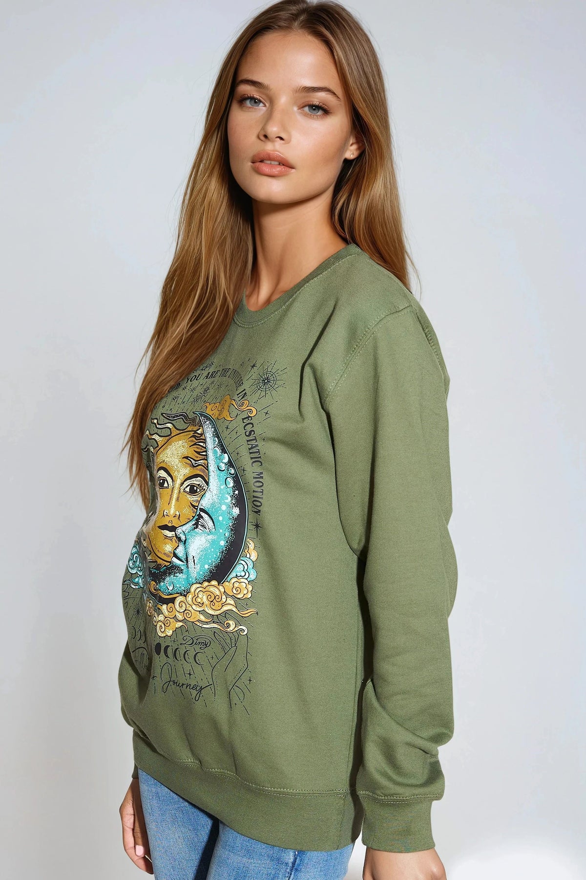 Sweat-shirt vert Follow Your Journey