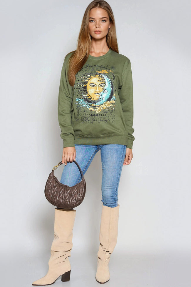 Sweat-shirt vert Follow Your Journey