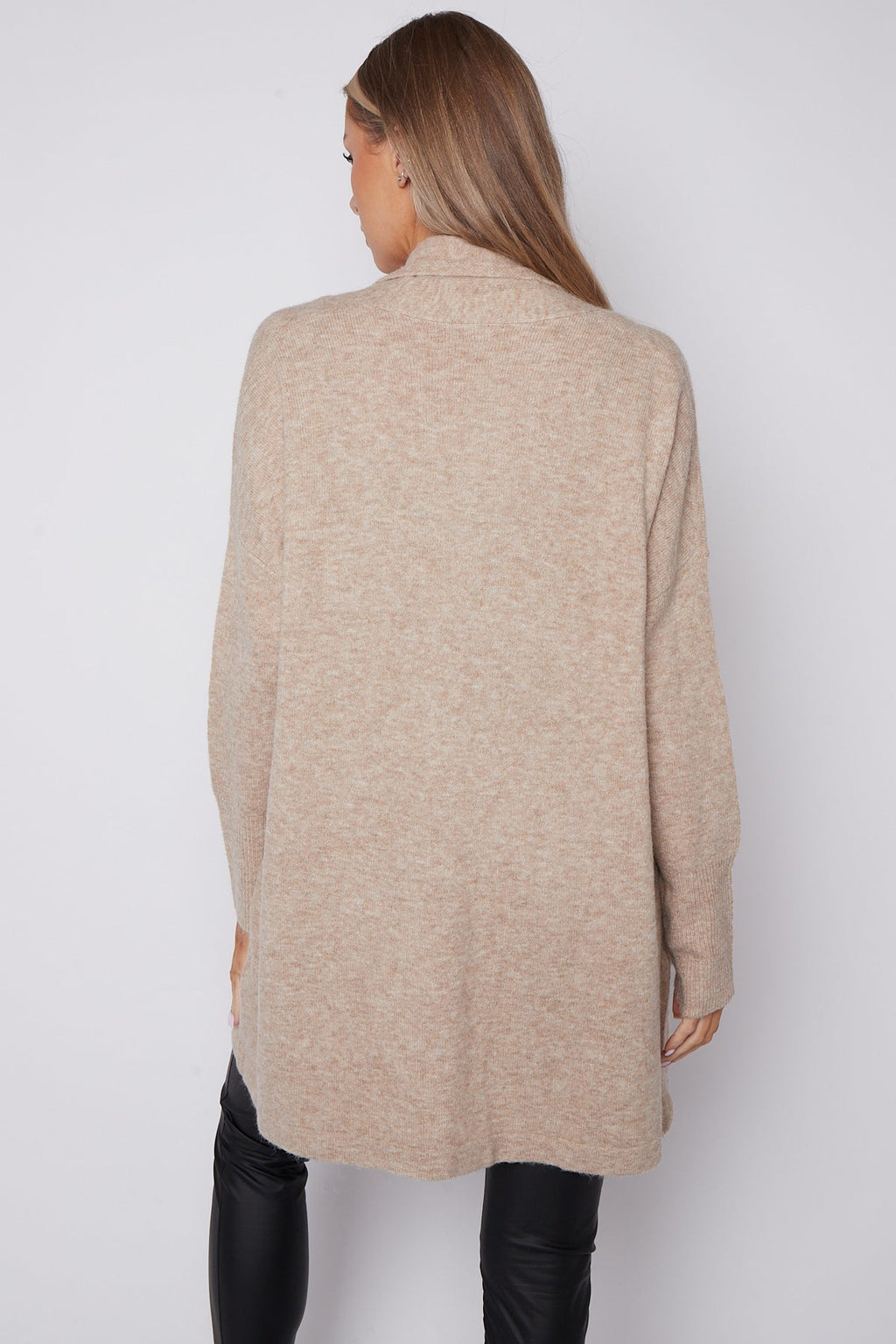 Beige Fringed Tassel Cardigan with Shawl Collar