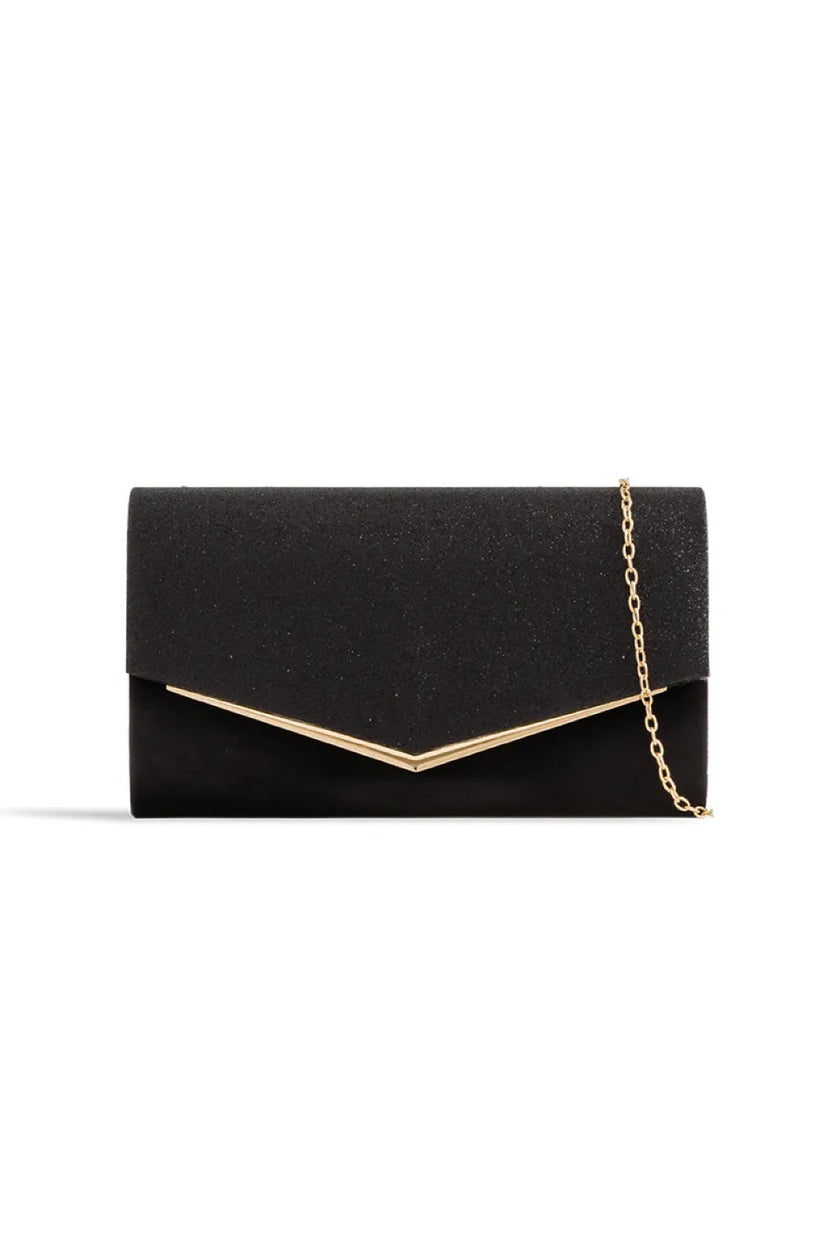 Pochette busta glitter nera