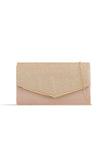 Bolso de mano tipo sobre con purpurina en color rosa maquillaje
