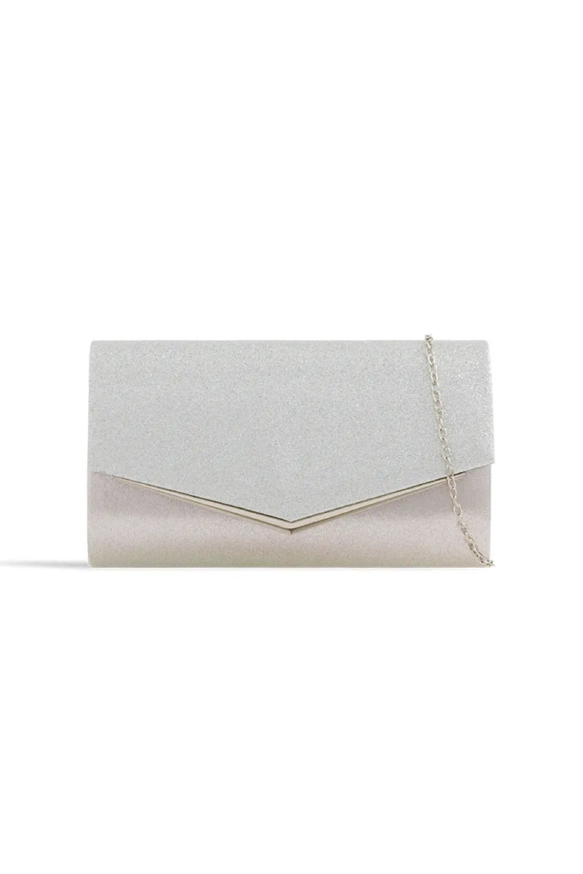 Pochette enveloppe à paillettes argentées