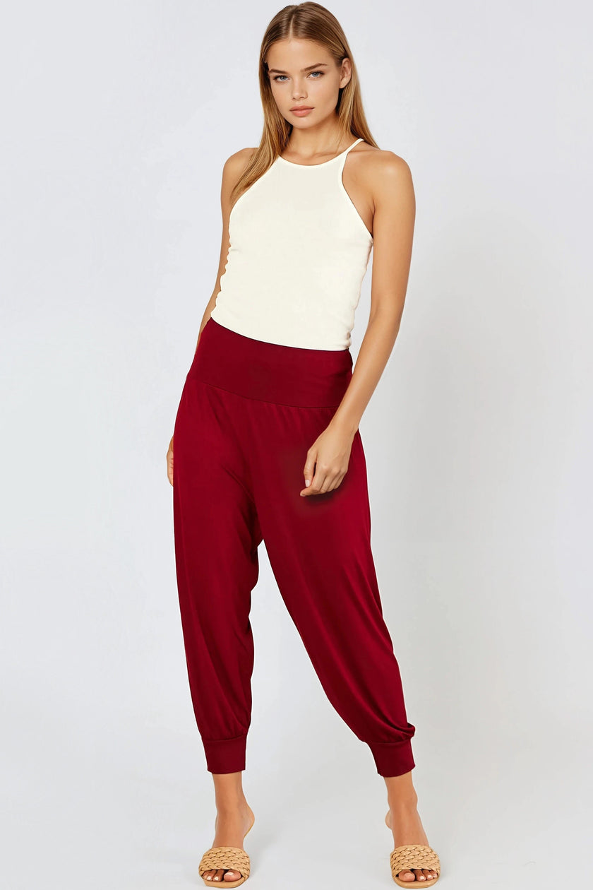 Pantalon sarouel couleur vin