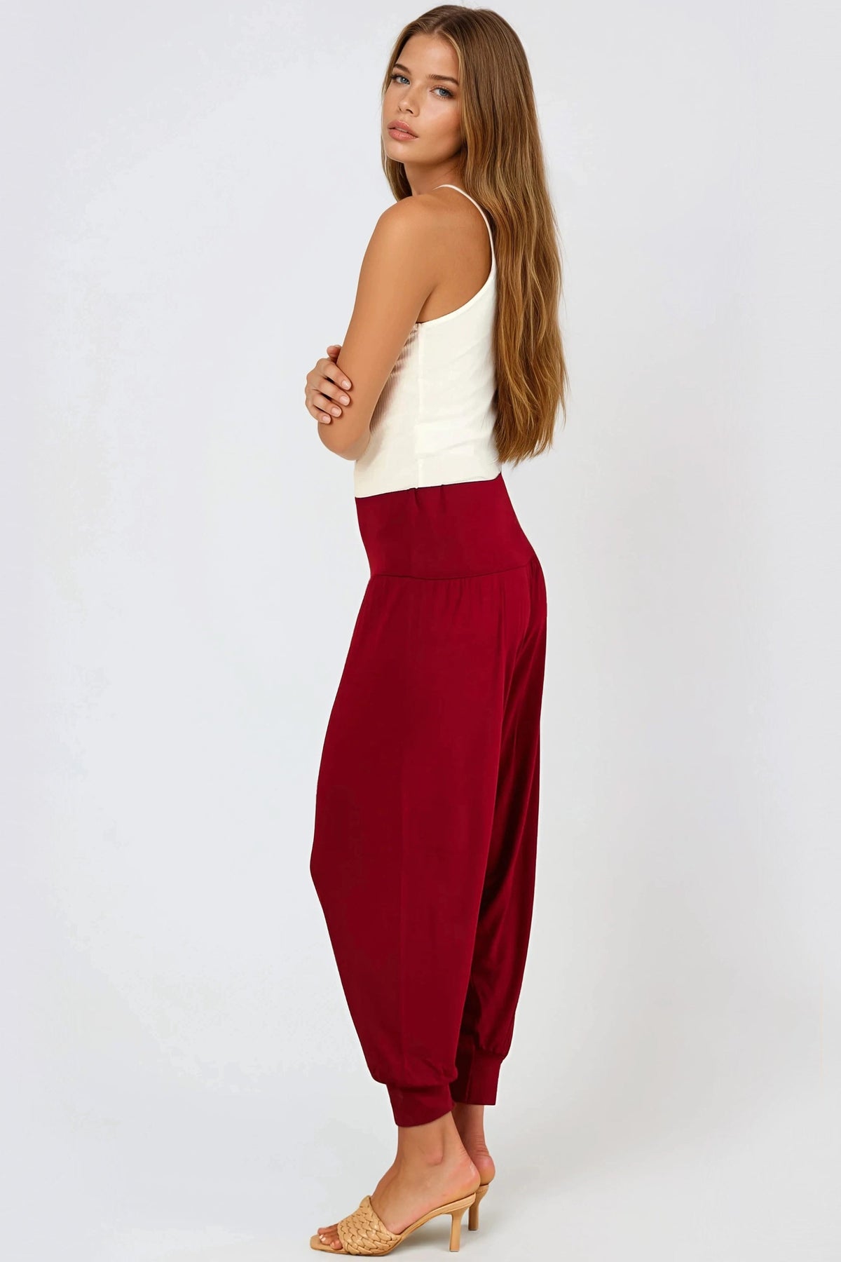 Pantalon sarouel couleur vin