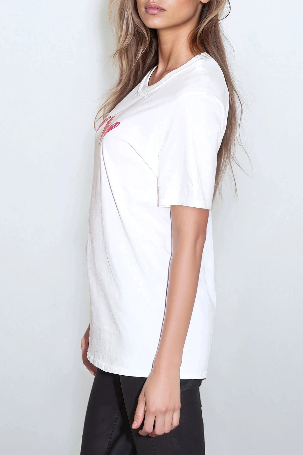 White Hearts Printed Cotton T Shirt