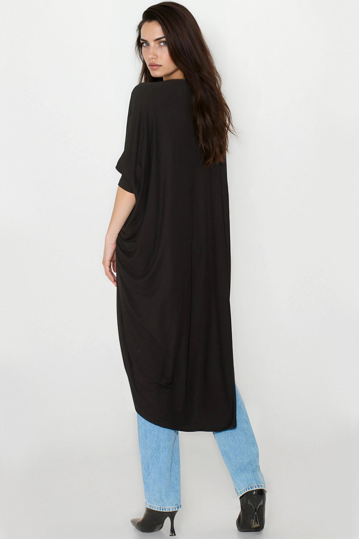 Black Batwing Sleeve Kimono Cardigan
