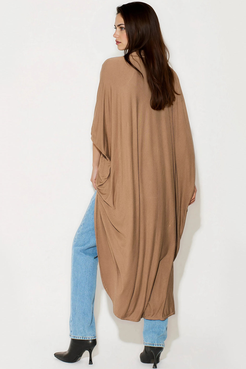 Mocha Batwing Sleeve Kimono Cardigan