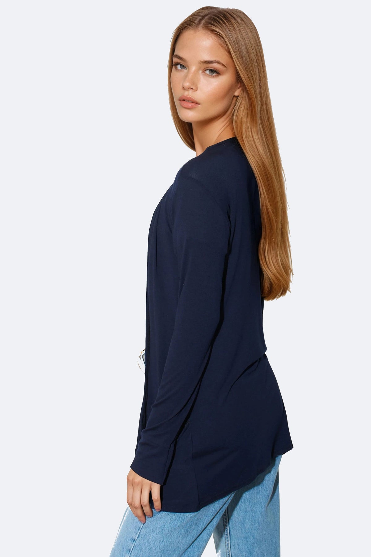 Cardigan boyfriend blu navy con tasche