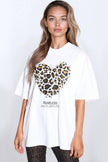 White Leopard Heart Oversized T-Shirt
