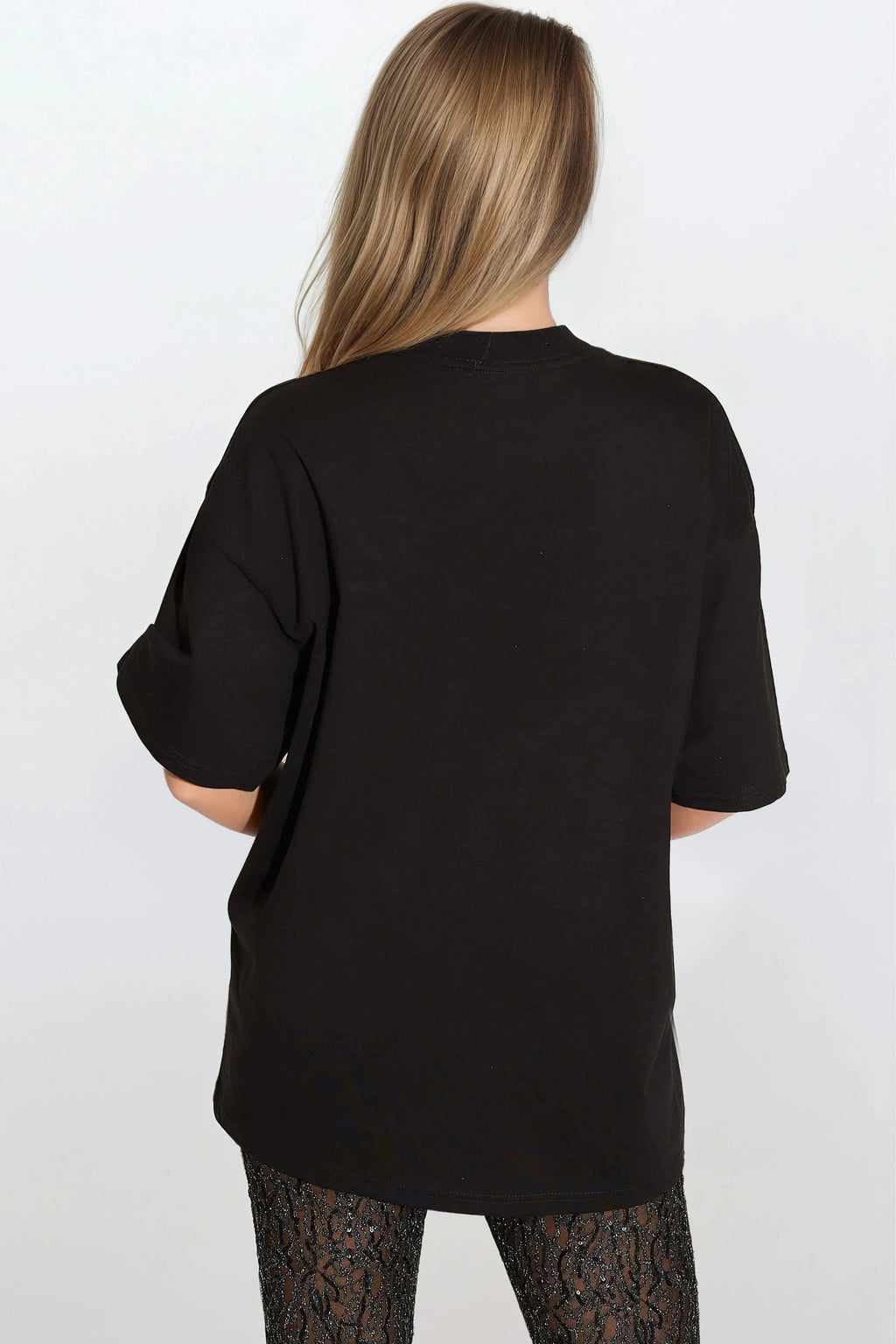 Black Leopard Print Oversized T-Shirt