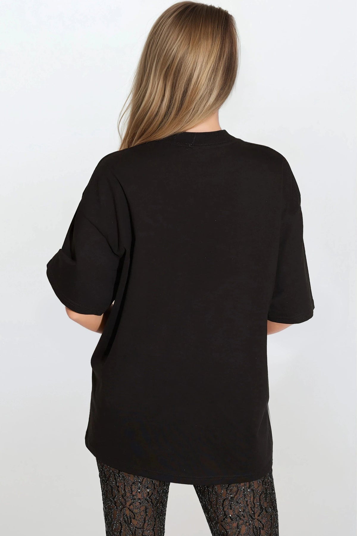 Black Leopard Print Oversized T-Shirt