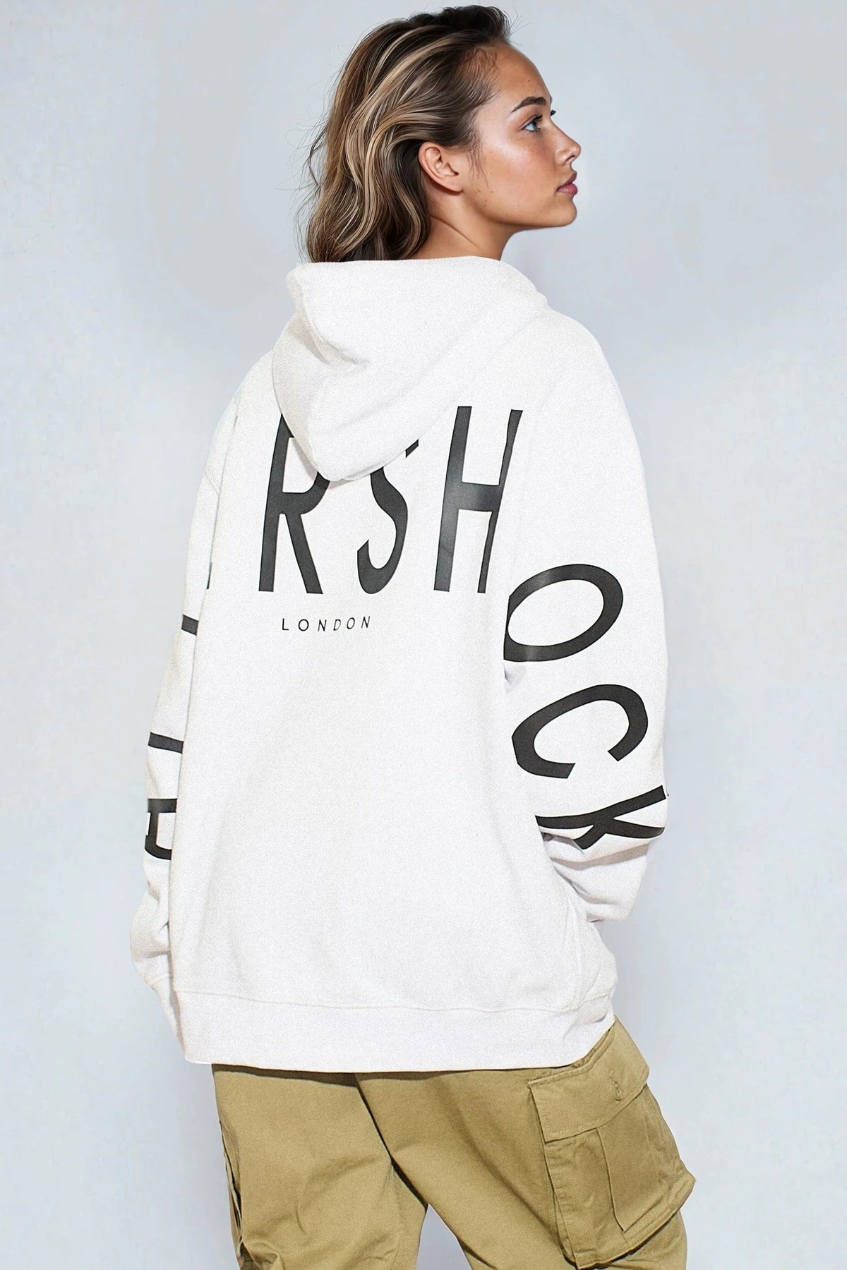 White Aftershock Logo Oversized Hoodie