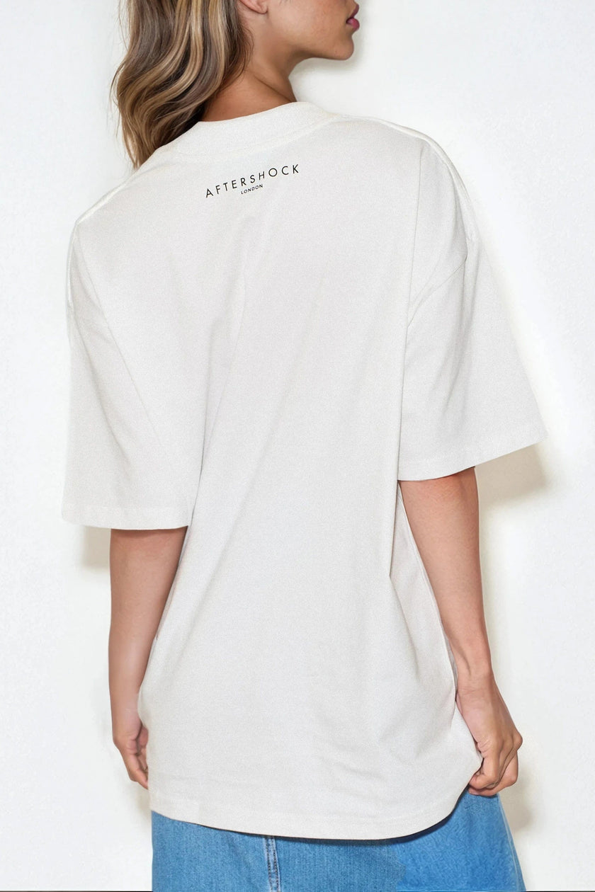 Oversized T-shirt van katoen met wit logo